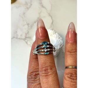 Blue Rhinestone Adjustable Ring
